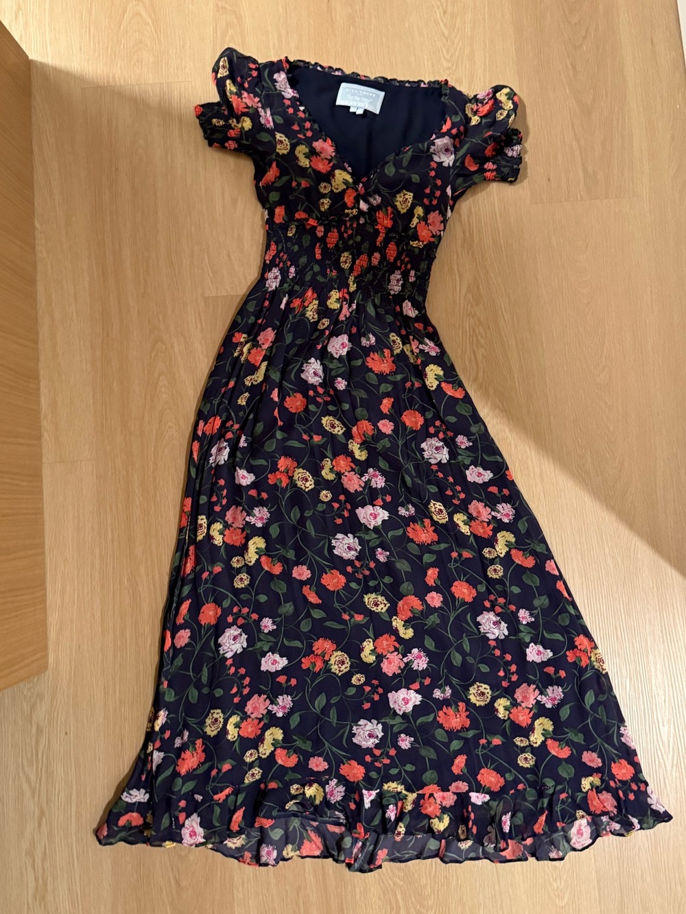 Hill House The Georgia Nap Dress in Navy Multi Peony Bouquet, XXS, Like new!